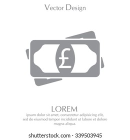 Flat icon of money (sterling) vector icon