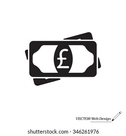 Flat icon of money (sterling) vector icon