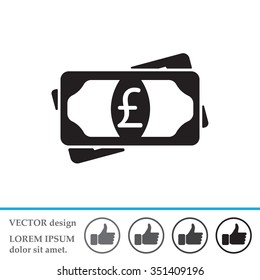 Flat icon of money (sterling) vector icon