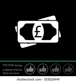 Flat icon of money (sterling) vector icon