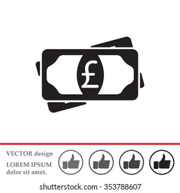 Flat icon of money (sterling) vector icon