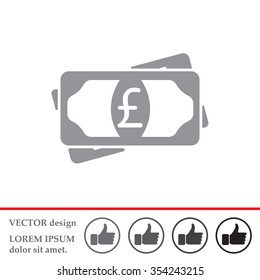 Flat icon of money (sterling) vector icon