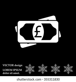 Flat icon of money (sterling) vector icon