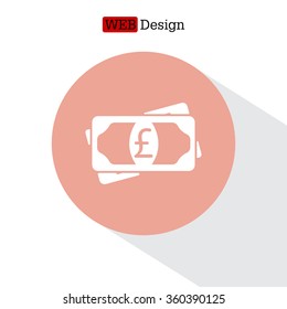Flat icon of money (sterling) vector icon