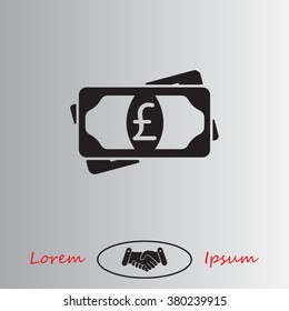 Flat icon of money (sterling) vector icon