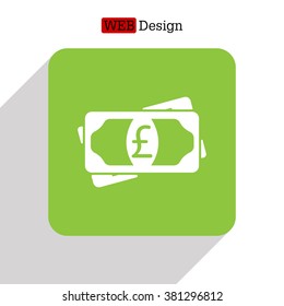 Flat icon of money (sterling) vector icon