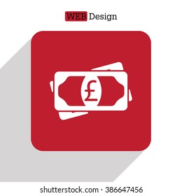 Flat icon of money (sterling) vector icon
