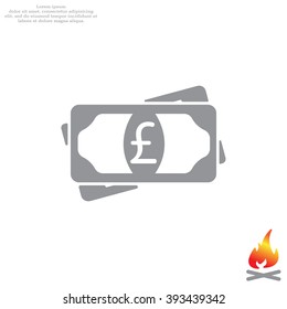Flat icon of money (sterling) vector icon
