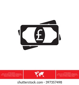 Flat icon of money (sterling) vector icon