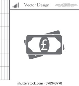 Flat icon of money (sterling) vector icon