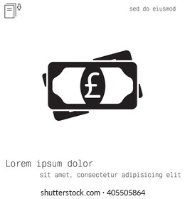 Flat icon of money (sterling) vector icon