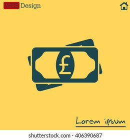 Flat icon of money (sterling) vector icon
