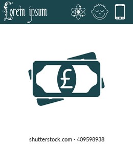 Flat icon of money (sterling) vector icon