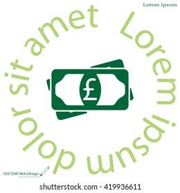 Flat icon of money (sterling) vector icon