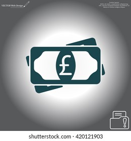 Flat icon of money (sterling) vector icon