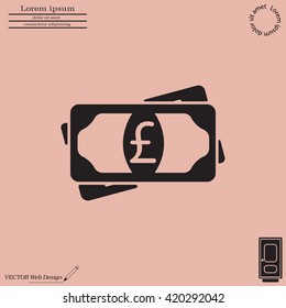 Flat icon of money (sterling) vector icon
