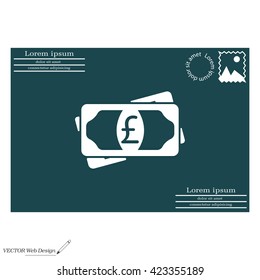 Flat icon of money (sterling) vector icon