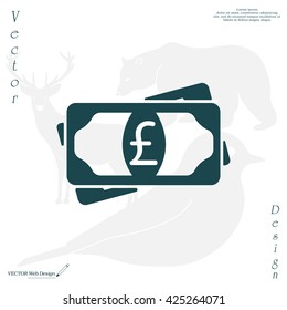 Flat icon of money (sterling) vector icon