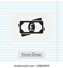 Flat icon of money (sterling) vector icon
