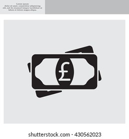 Flat icon of money (sterling) vector icon