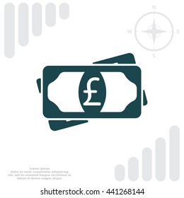 Flat icon of money (sterling) vector icon