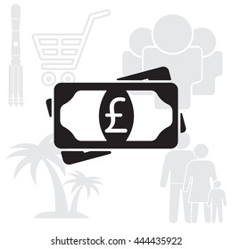 Flat icon of money (sterling) vector icon
