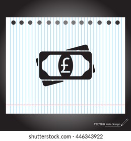 Flat icon of money (sterling) vector icon
