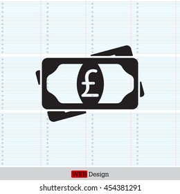 Flat icon of money (sterling) vector icon