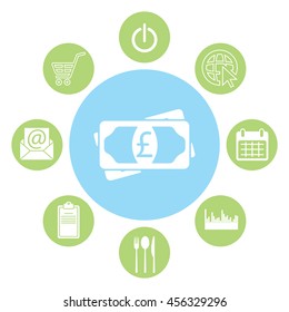 Flat icon of money (sterling) vector icon