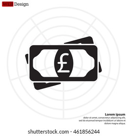 Flat icon of money (sterling) vector icon