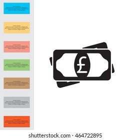 Flat icon of money (sterling) vector icon