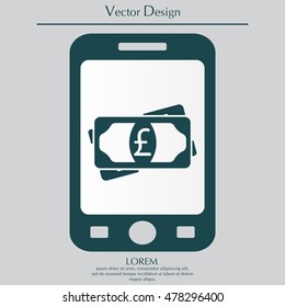 Flat icon of money (sterling) vector icon