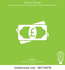 Flat icon of money (sterling) vector icon