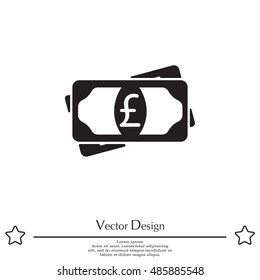 Flat icon of money (sterling) vector icon