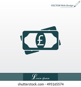 Flat icon of money (sterling) vector icon