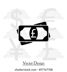 Flat icon of money (sterling) vector icon