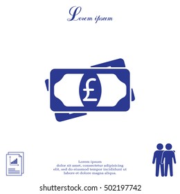Flat icon of money (sterling) vector icon