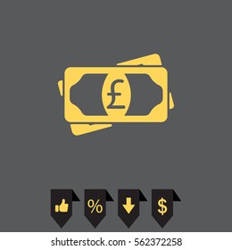 Flat icon of money (sterling) vector icon
