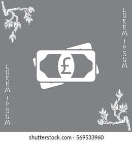 Flat icon of money (sterling) vector icon