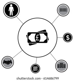 Flat icon of money (sterling) vector icon