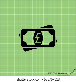 Flat icon of money (sterling) vector icon