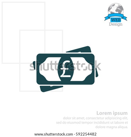 Flat icon of money (sterling) vector icon