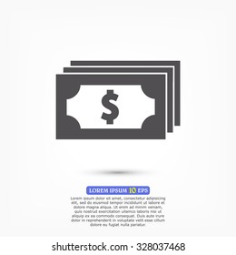 Flat icon of money vector icon