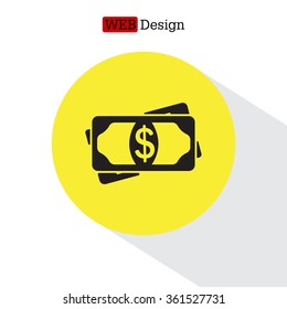 Flat icon of money vector icon