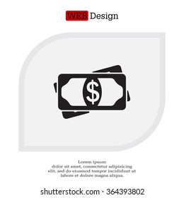 Flat icon of money vector icon