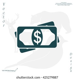 Flat icon of money vector icon