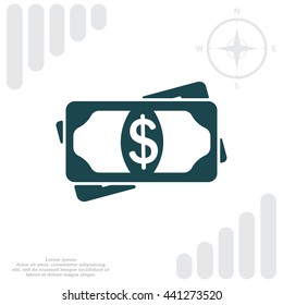 Flat icon of money vector icon