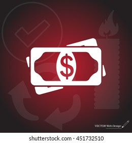Flat icon of money vector icon