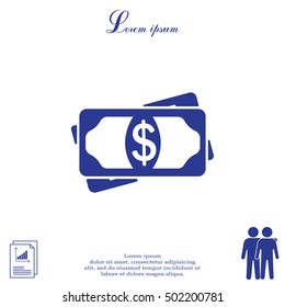 Flat icon of money vector icon