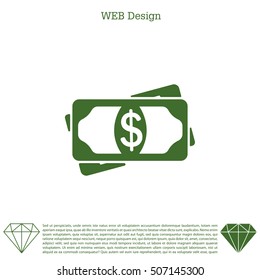Flat icon of money vector icon